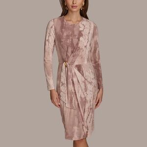 Donna Karan New York Long-Sleeves Midi Dress - Marble Print - Size Small